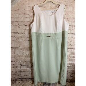 Studio One Sheath Dress Womens 20W Mint Green Colorblock Office Career Wear Plus